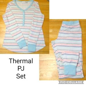 Nordstrom Womens 2 Piece Print Thermal PJ Set XS